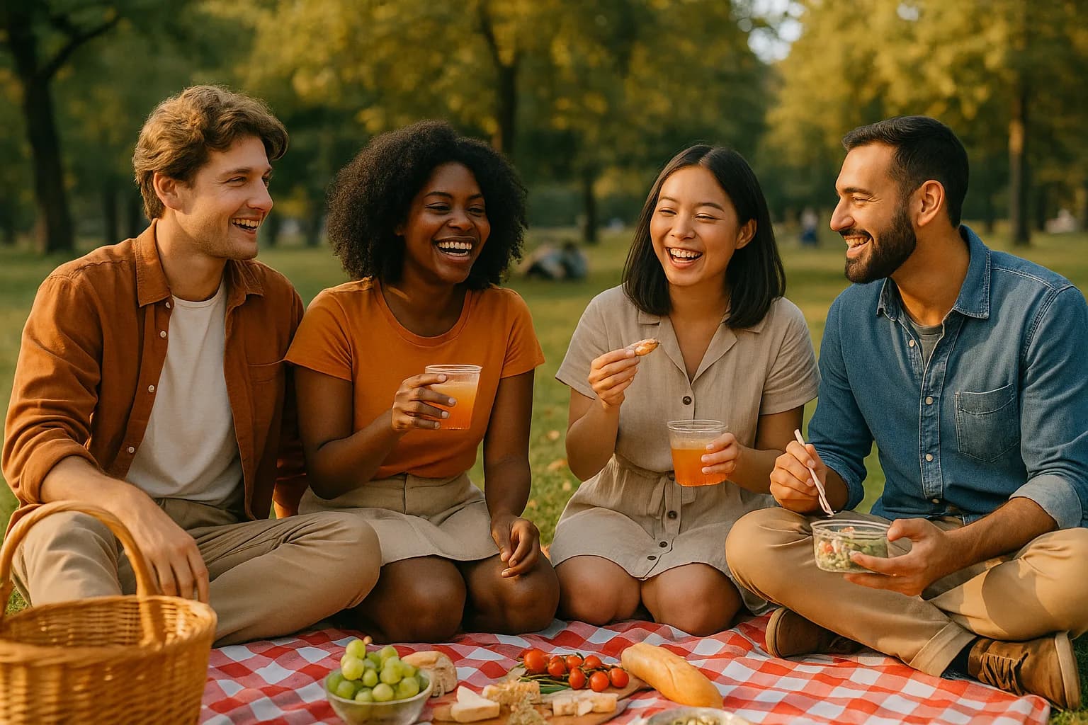 Familles réunies autour d'un moment de partage gastronomique et culturel.