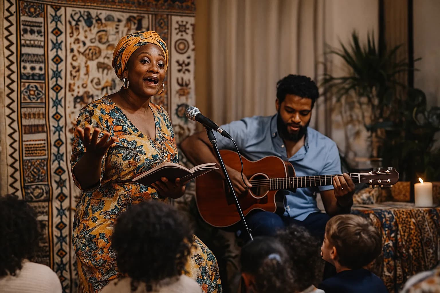 Ambiance musicale lors d'une soirée culturelle afro-créole.